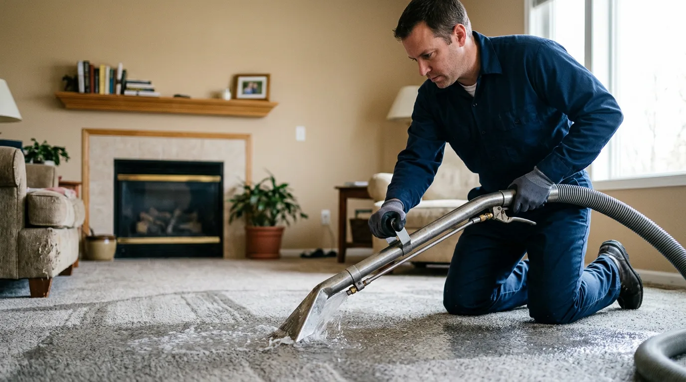 Water damage restoration technician working near Lexington, MO